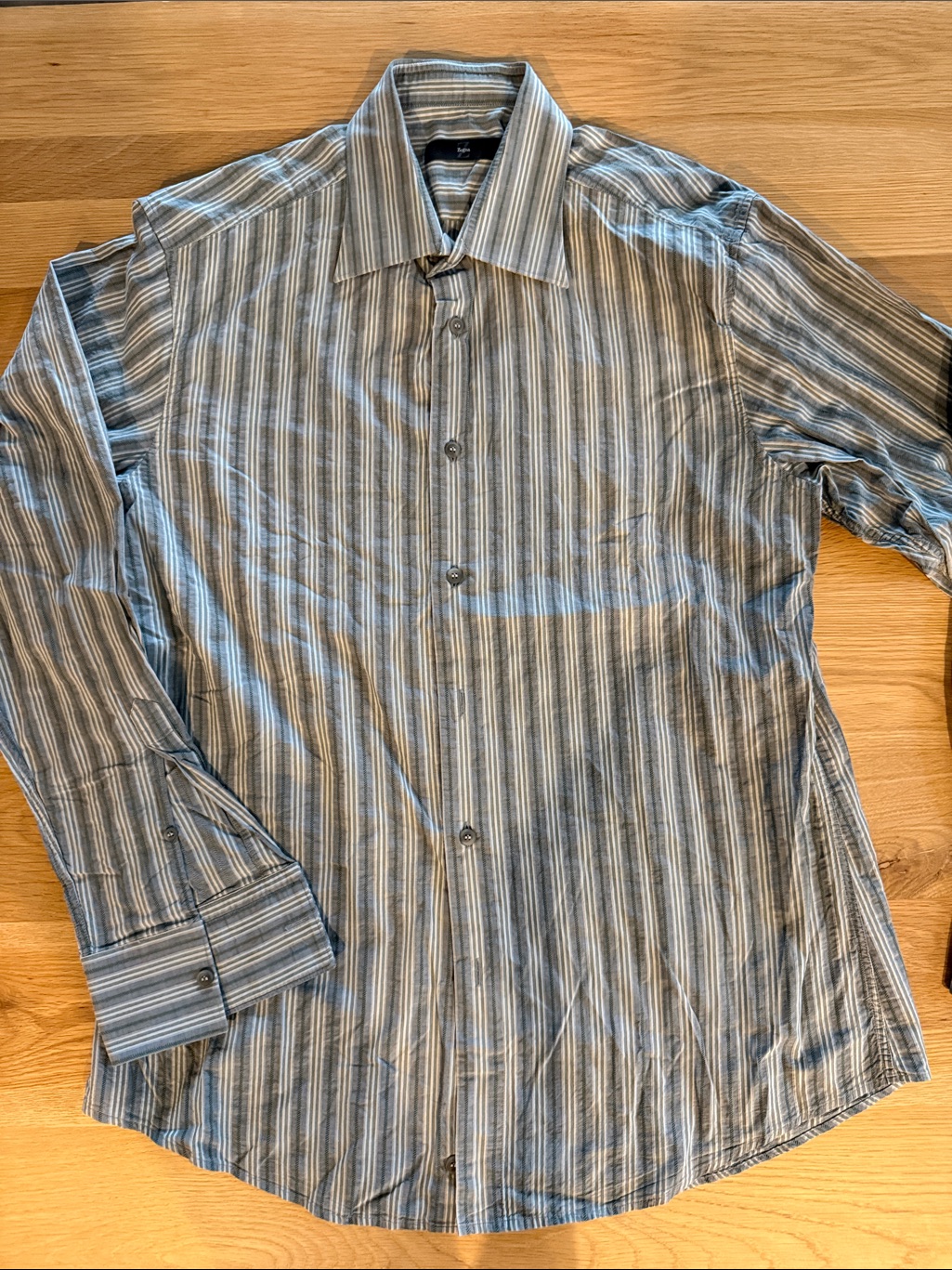 Ermenegildo Zegna Vertical Stripe Dress Shirt In Blue And Gray